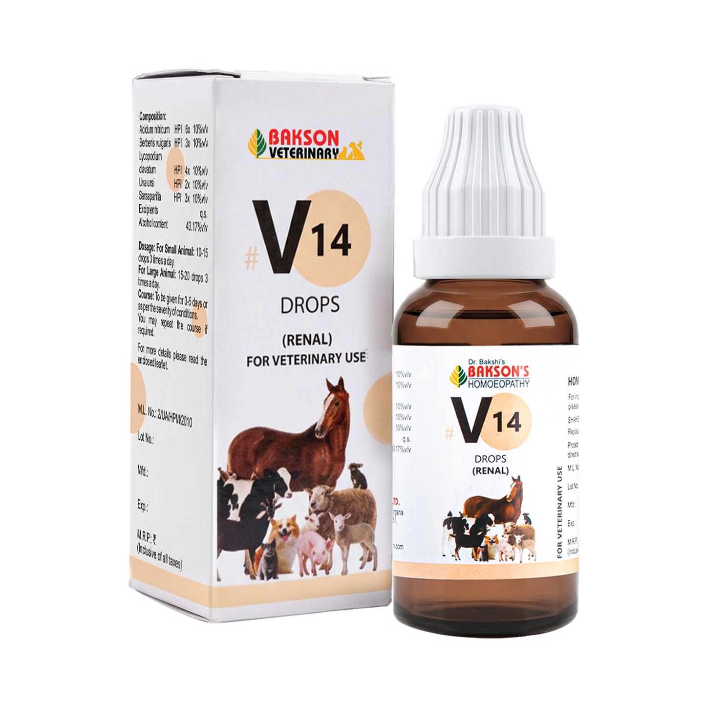 V14 Renal Drops For Dogs & Cats – UTI, Painful Urination, Kidney Health & Urinary Support