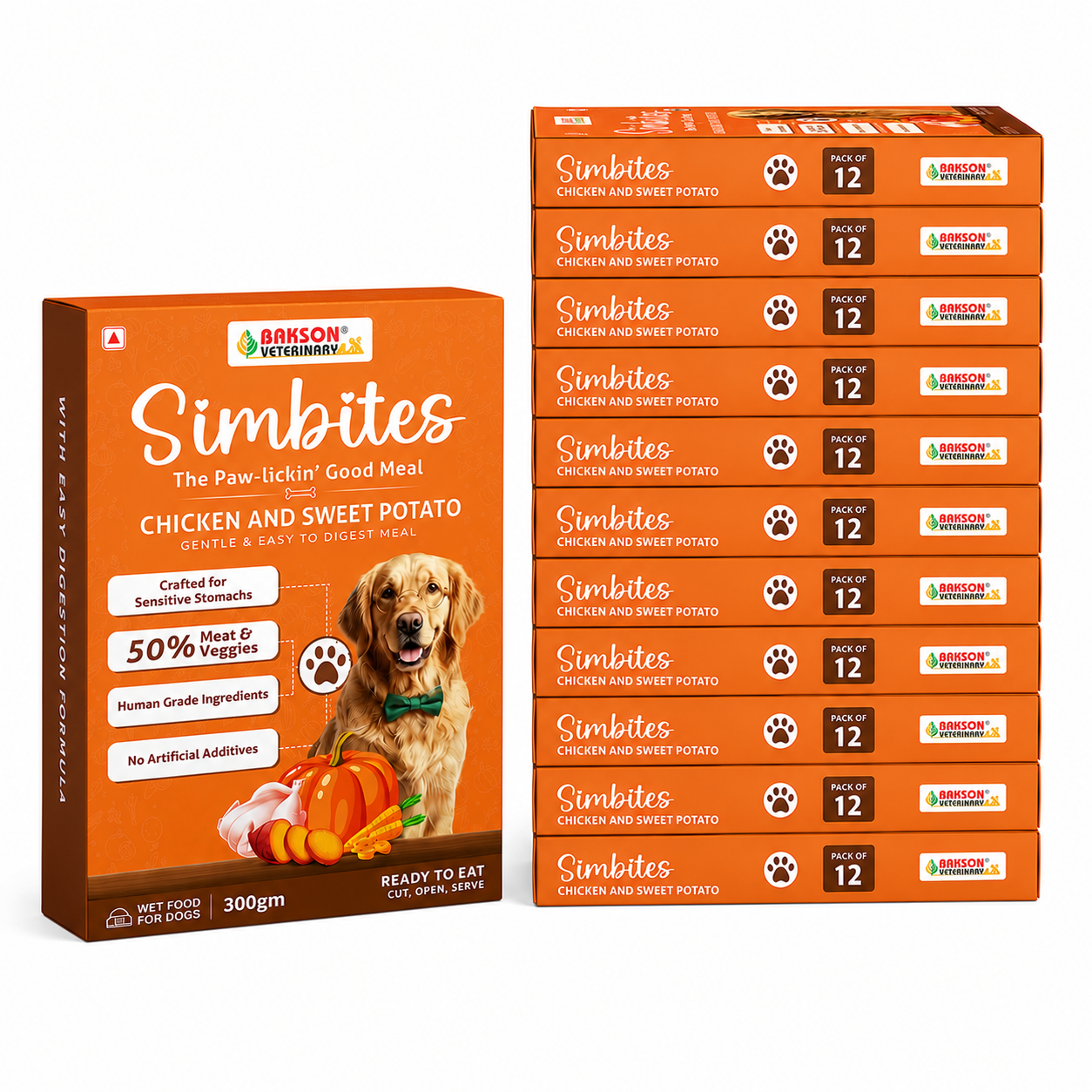 Pack Of 12 (300 gm) Simbites – Chicken & Sweet Potato Wet Food for Dogs