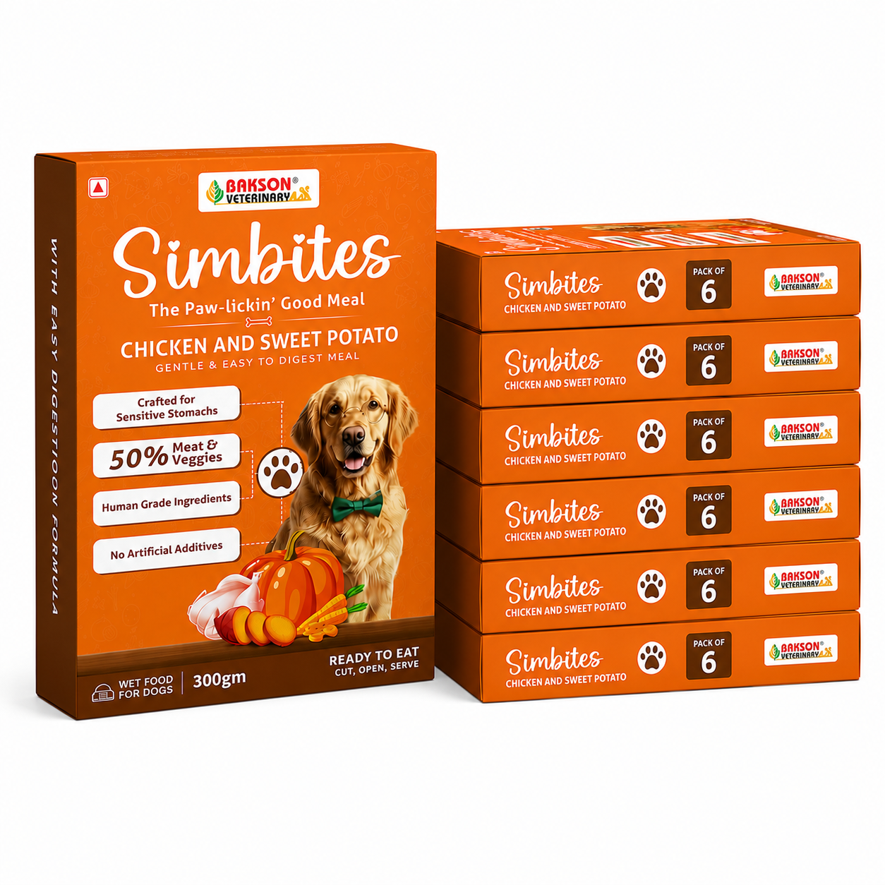 Pack Of 6 (300 gm) Simbites – Chicken & Sweet Potato Wet Food for Dogs