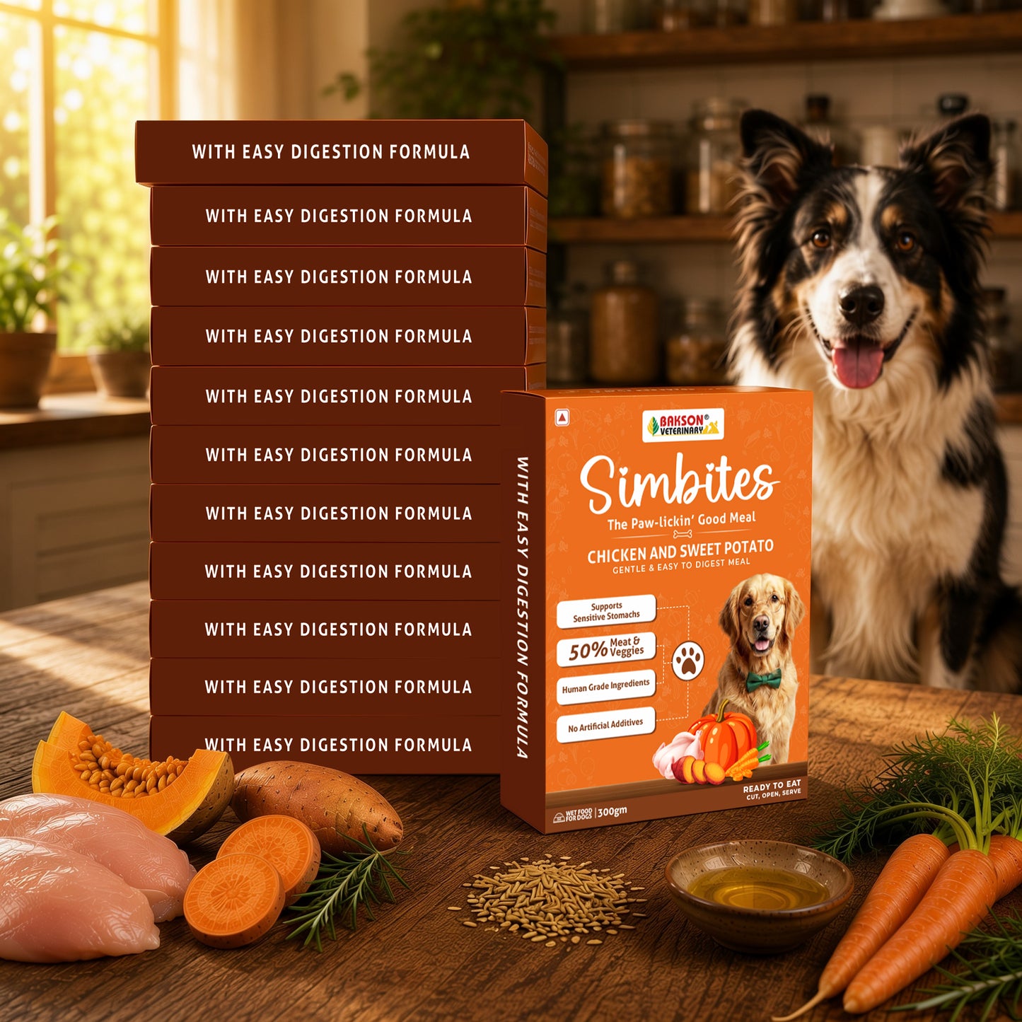 Pack Of 12 (300 gm) Simbites – Chicken & Sweet Potato Wet Food for Dogs