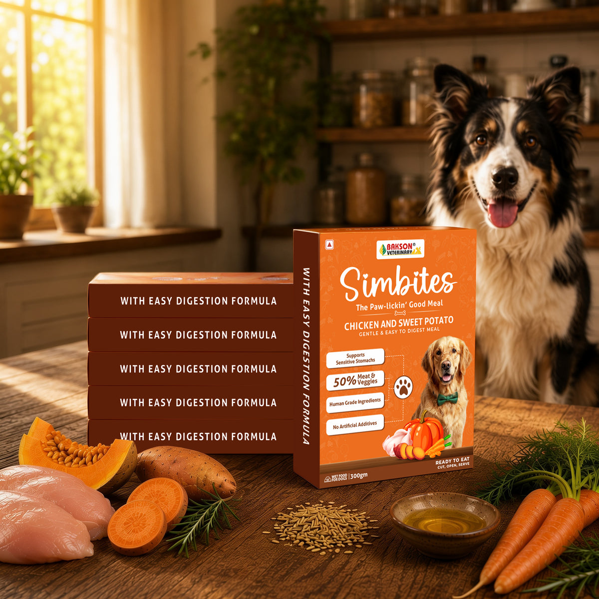 Pack Of 6 (300 gm) Simbites – Chicken & Sweet Potato Wet Food for Dogs