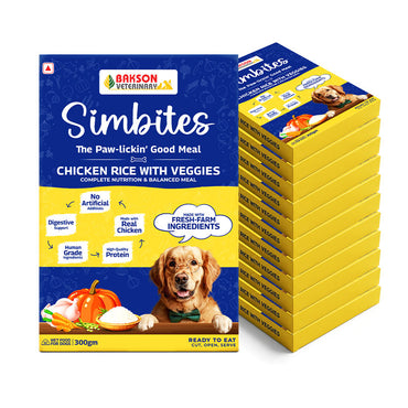 Pack Of 12 (300 gm) Simbites - Chicken Rice with Veggies Wet Food