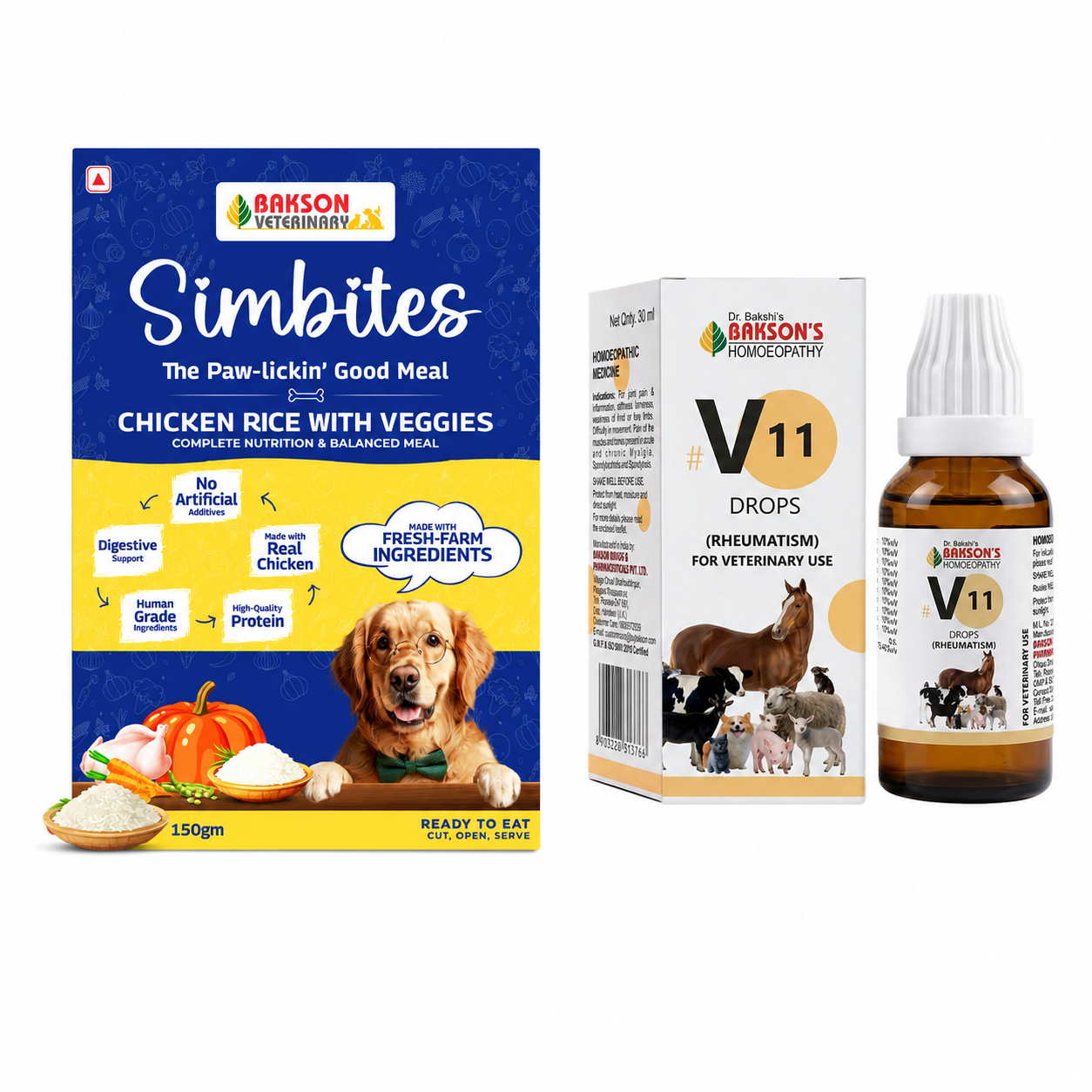 Joint Care Combo for Dogs | Simbites Food + V11 Drops