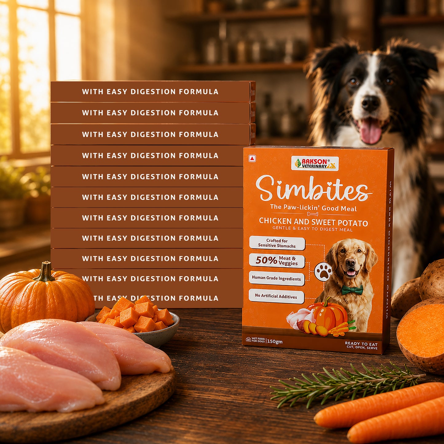 Pack Of 12 (150 gm) Simbites – Chicken & Sweet Potato Wet Food for Dogs