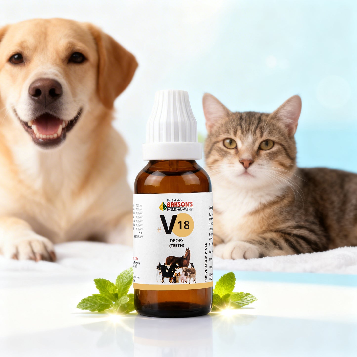 V18 Teeth Drops For Dogs & Cats – Toothache, Gum Infections, Pyorrhoea & Oral Health Support