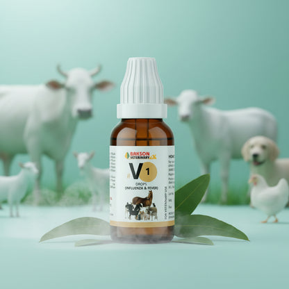 V1 Influenza & Fever Drops For Dogs & Cats – Fever, Cough, Sneezing & Respiratory Support