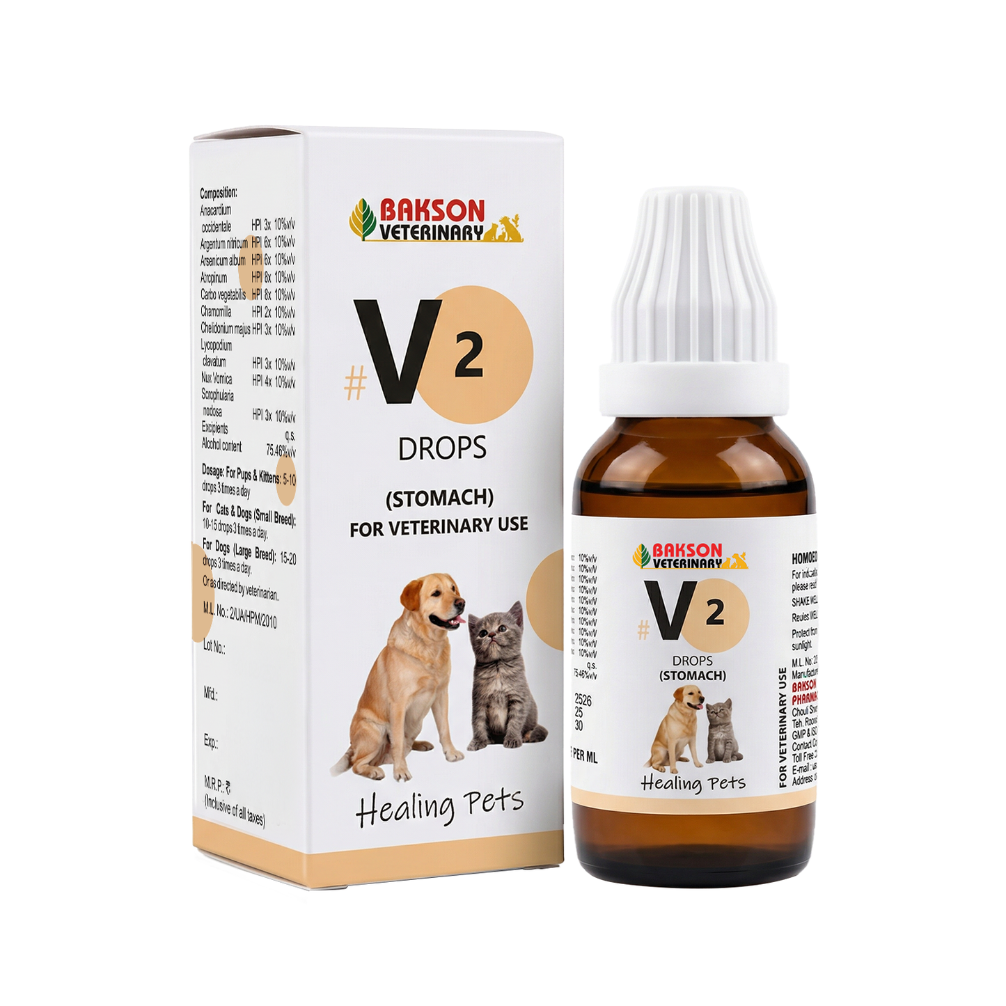 V2 Stomach Drops for Pets – Indigestion, Gas & Gastritis Relief