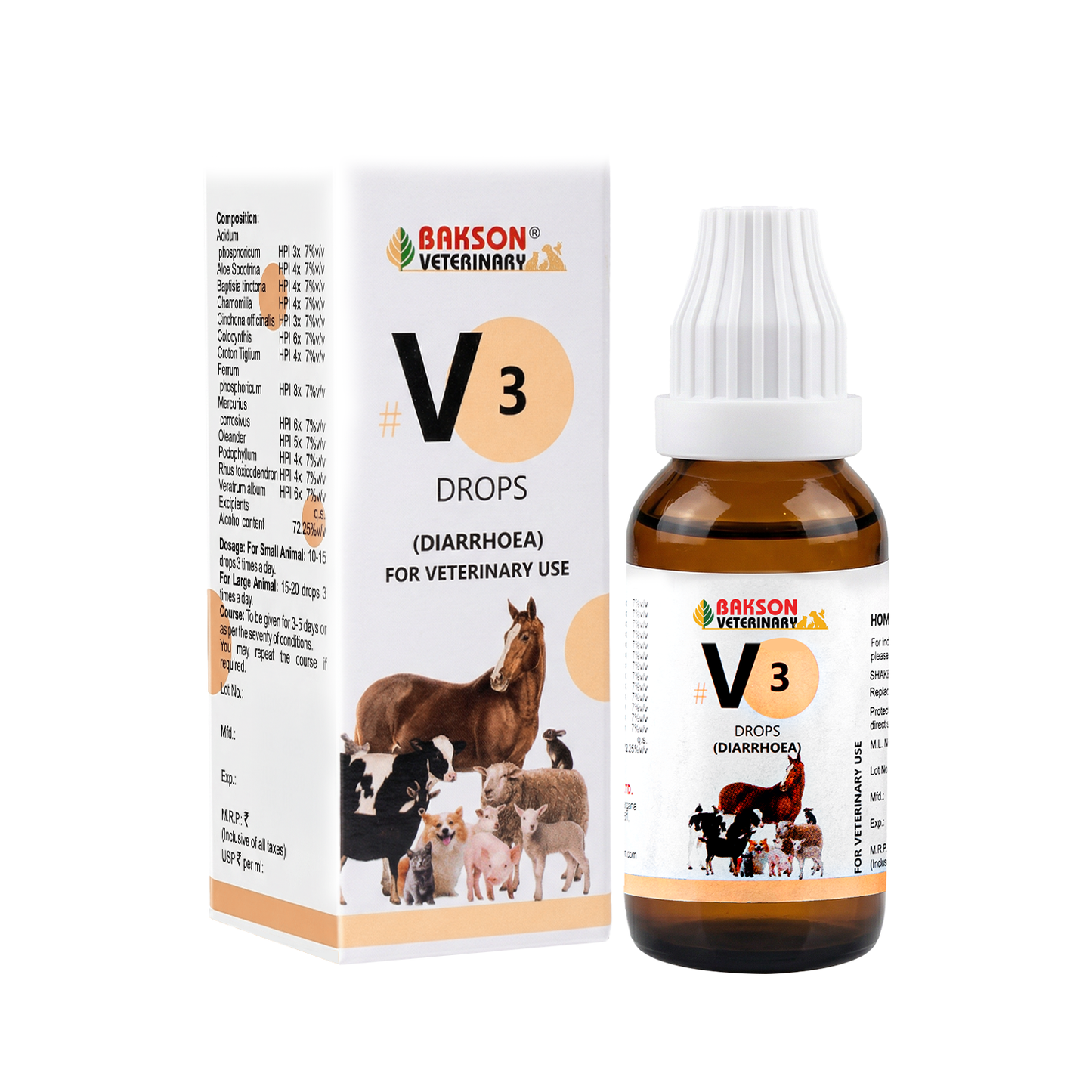 V3 Diarrhoea Drops For Dogs & Cats – Diarrhoea, Dysentery, Loose Motions & Digestive Support