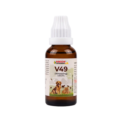 V49 Wheezing Drops For Dogs & Cats – Wheezing, Chest Congestion, Breathing Difficulty & Respiratory Support