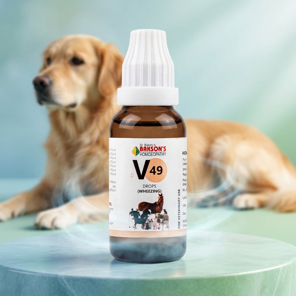V49 Wheezing Drops For Dogs & Cats – Wheezing, Chest Congestion, Breathing Difficulty & Respiratory Support