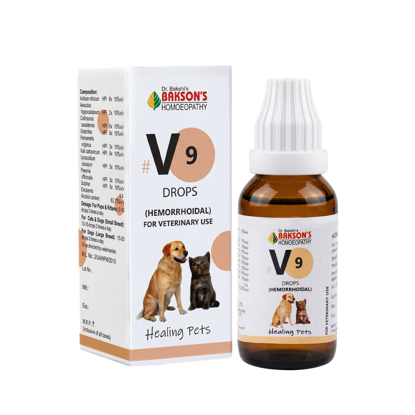 V9 Hemorrhoidal Drops For Dogs & Cats – Hemorrhoids, Anal Fissures, Pain, Itching & Bleeding Relief